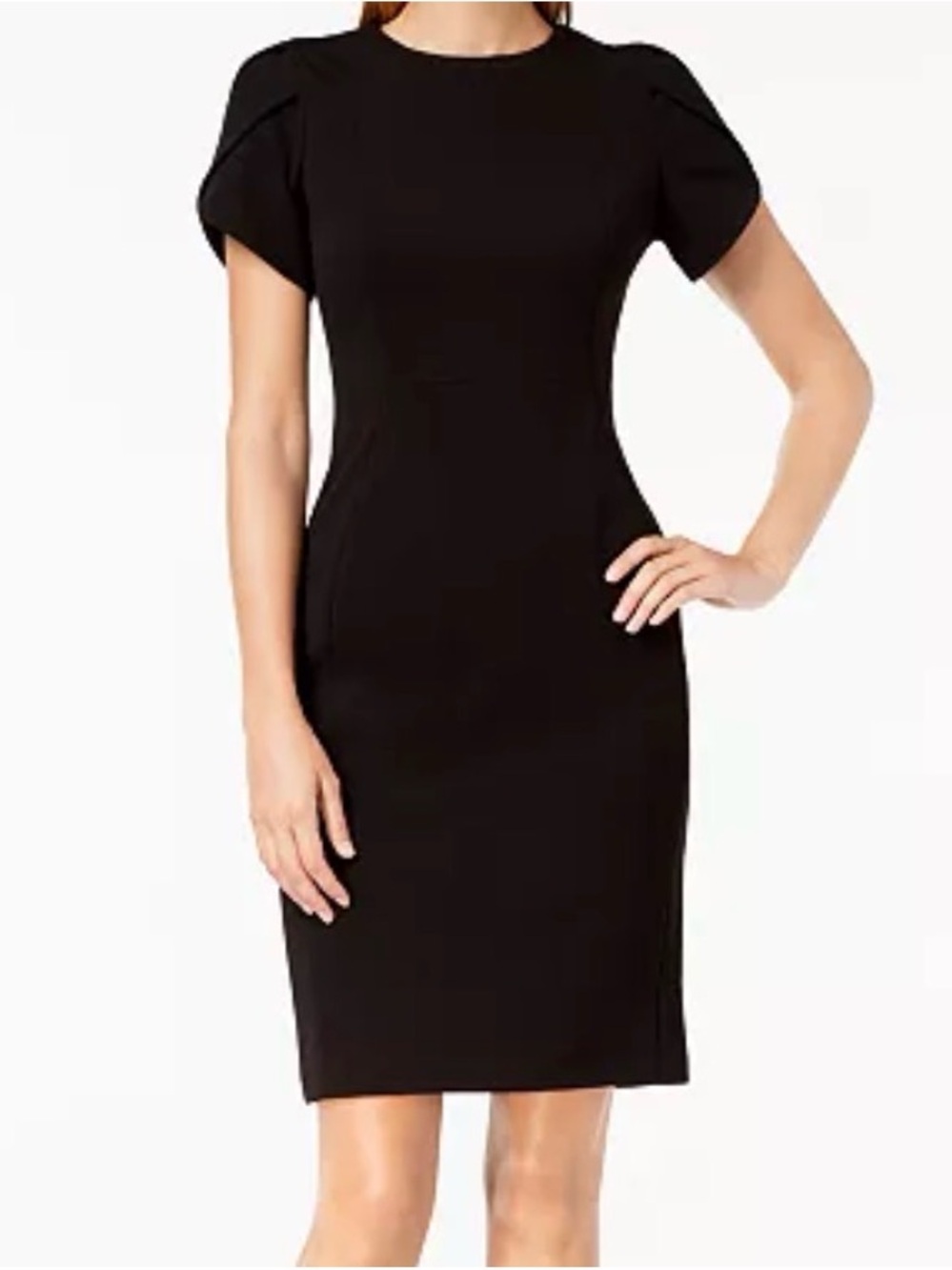 Calvin Klein Black Short-Sleeve Sheath Dress Size 8
